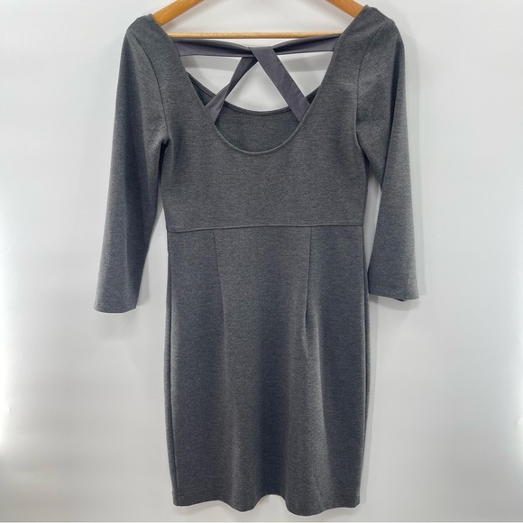 Club Monaco Gray 3/4 Sleeve Knee Length Dress Size Medium - Picture 6 of 9